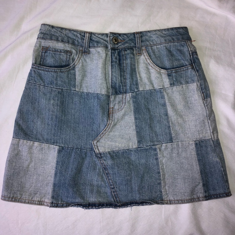 Patchwork denim skirt